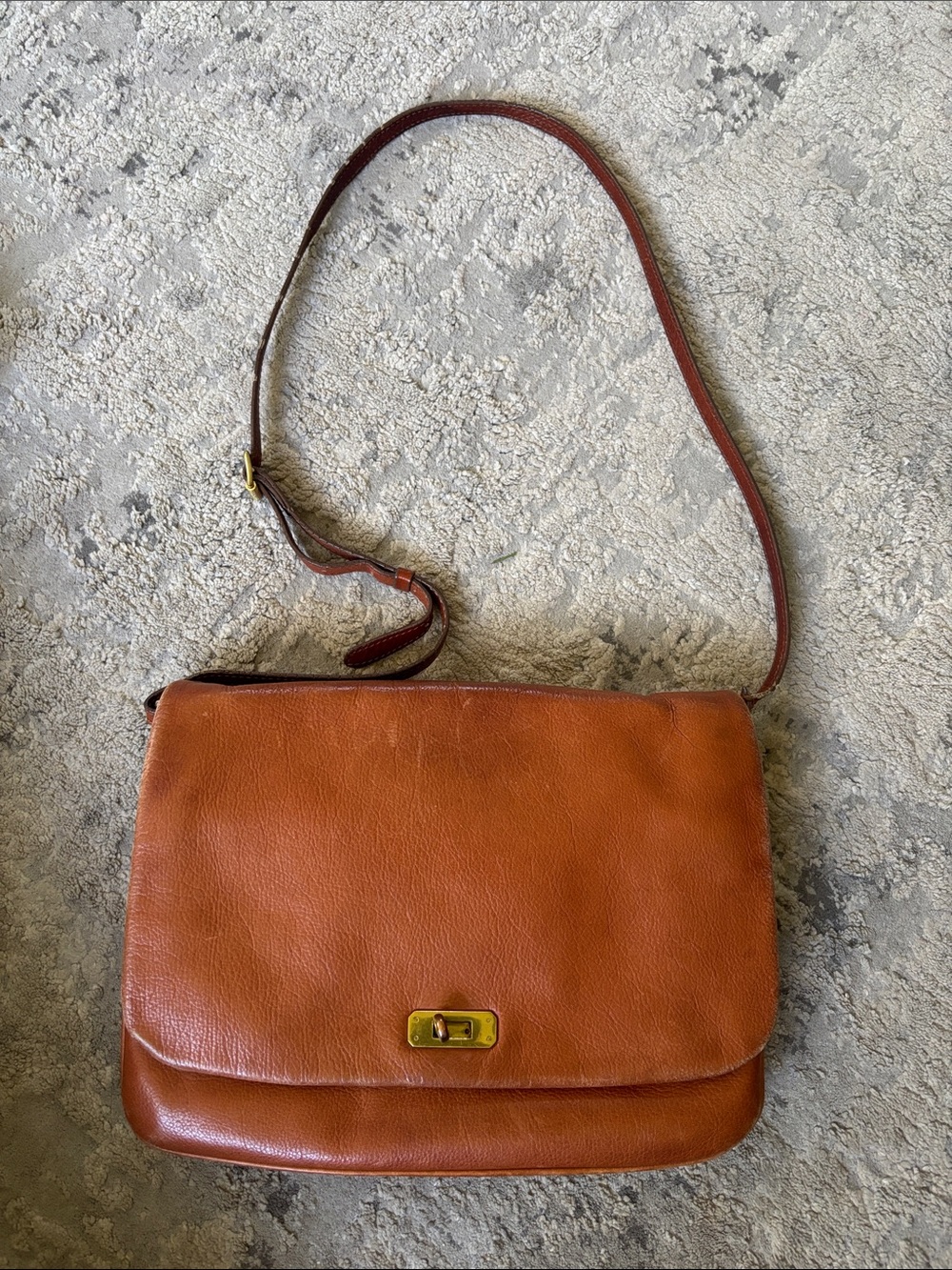 J. Crew Cognac Brown Leather Messenger Bag